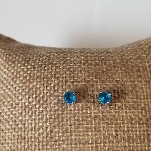 Aquamarine? Blue Gemstone and Sterling Silver 925 Post Earrings